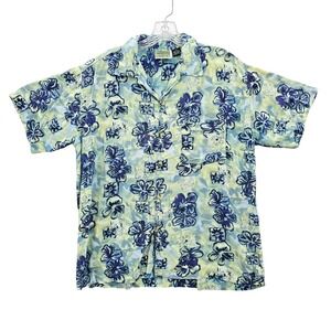 Address Unknown Green‎ Palm Tropical Surf Island Vintage Relax Hawaiian Shirt L